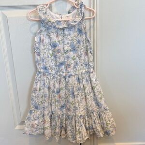 Crewcuts Size 6 Floral Ruffle Dress - Blue and White